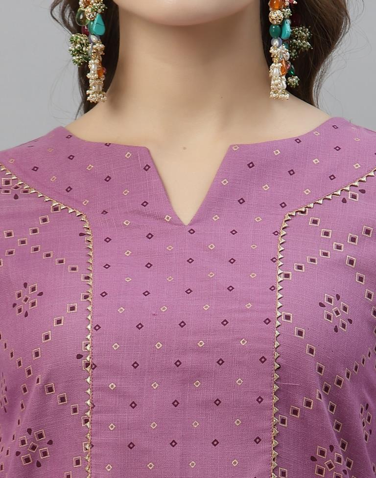 Lavender Kurti With Pant And Dupatta | Leemboodi