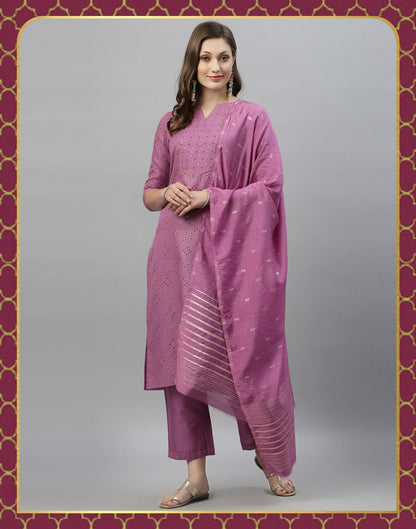 Lavender Kurti With Pant And Dupatta | Leemboodi