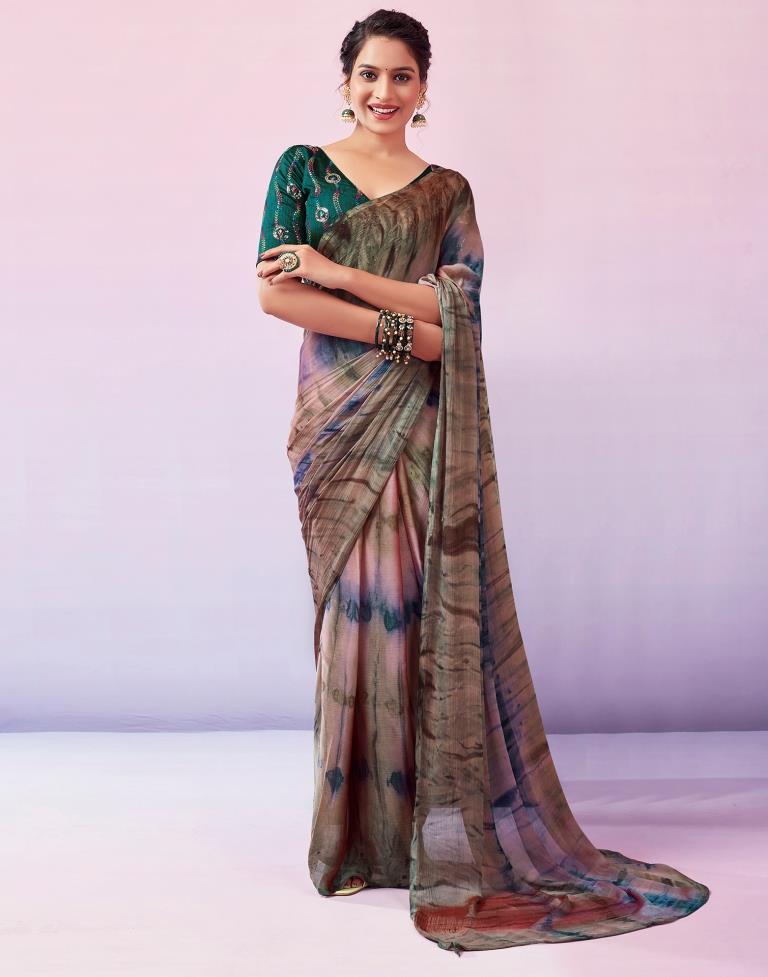 Ready to Wear Multicoloured Chiffon Printed Saree