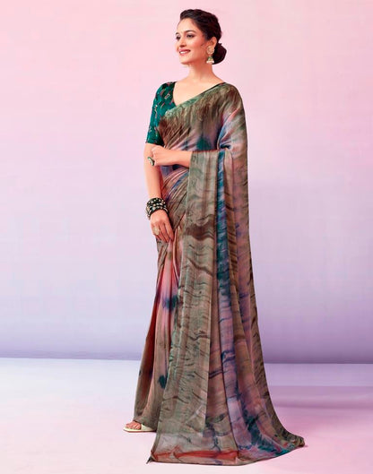 Ready to Wear Multicoloured Chiffon Printed Saree