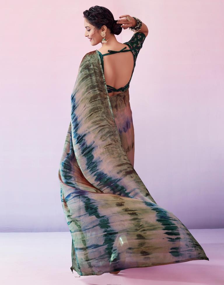 Ready to Wear Multicoloured Chiffon Printed Saree