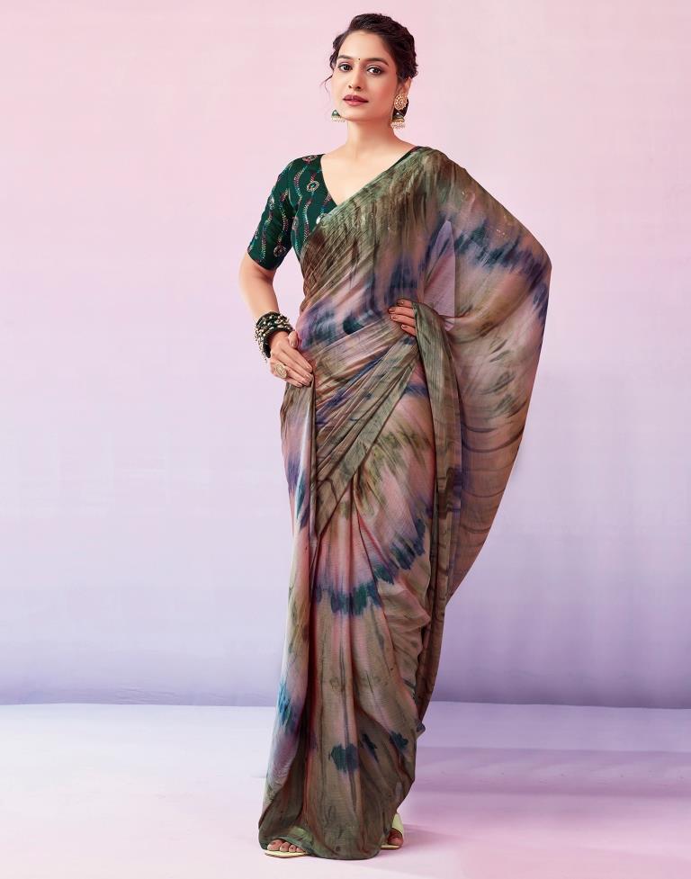 Ready to Wear Multicoloured Chiffon Printed Saree