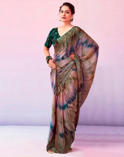 Ready to Wear Multicoloured Chiffon Printed Saree