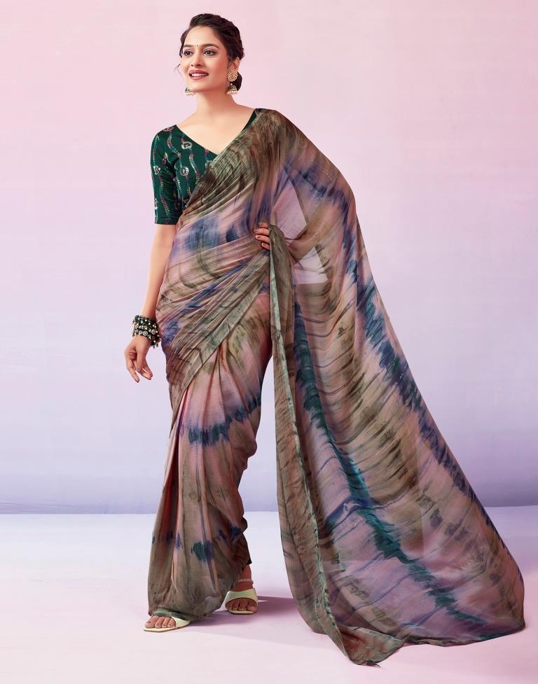 Ready to Wear Multicoloured Chiffon Printed Saree