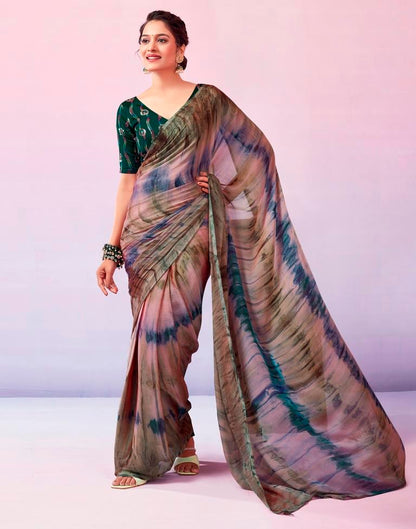 Ready to Wear Multicoloured Chiffon Printed Saree