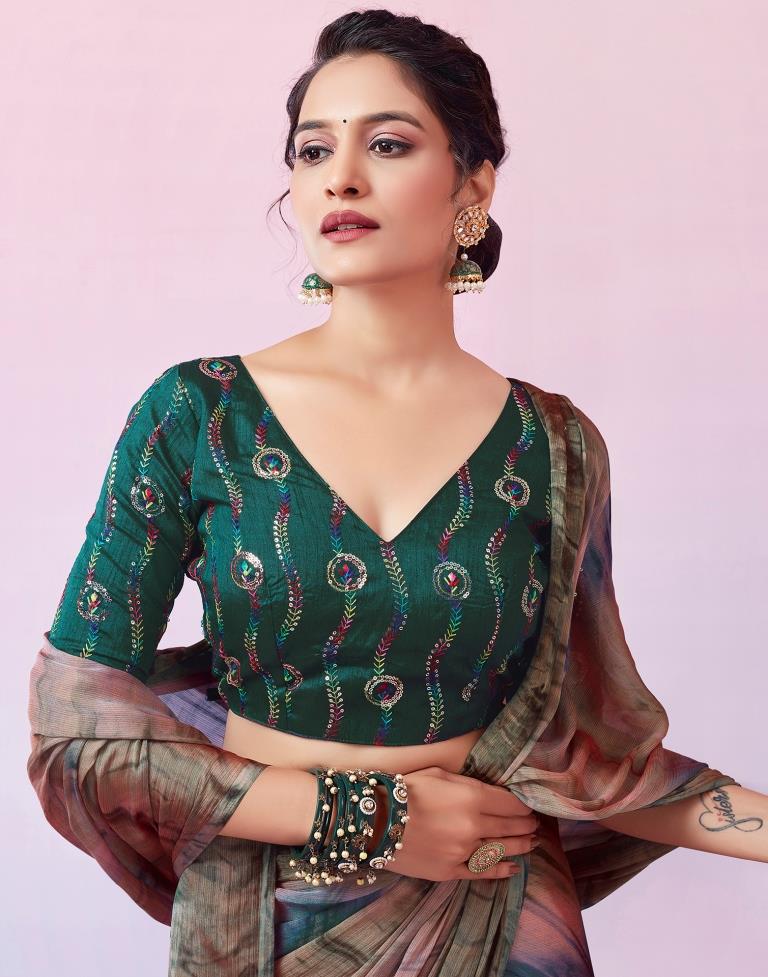 Ready to Wear Multicoloured Chiffon Printed Saree