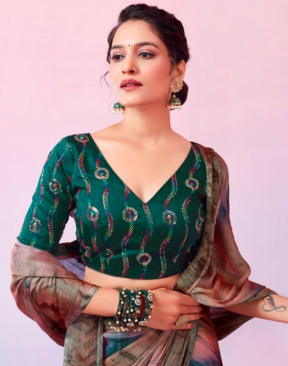 Ready to Wear Multicoloured Chiffon Printed Saree