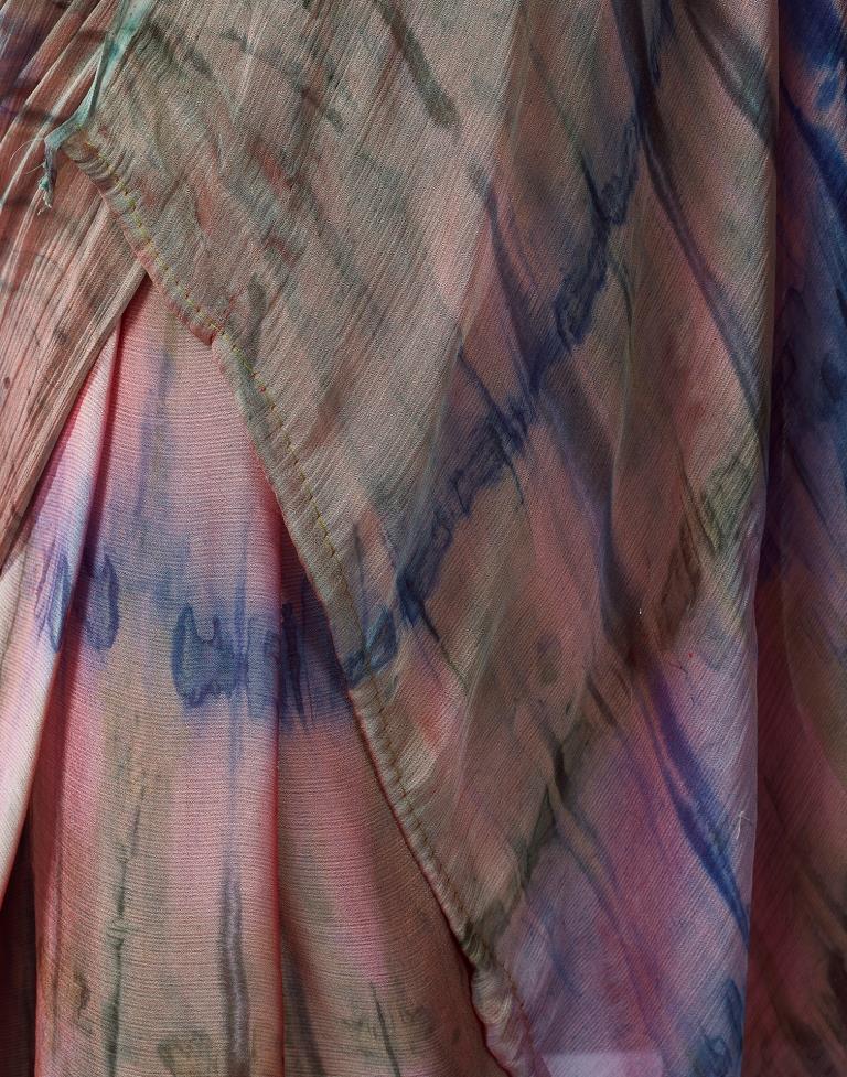 Ready to Wear Multicoloured Chiffon Printed Saree