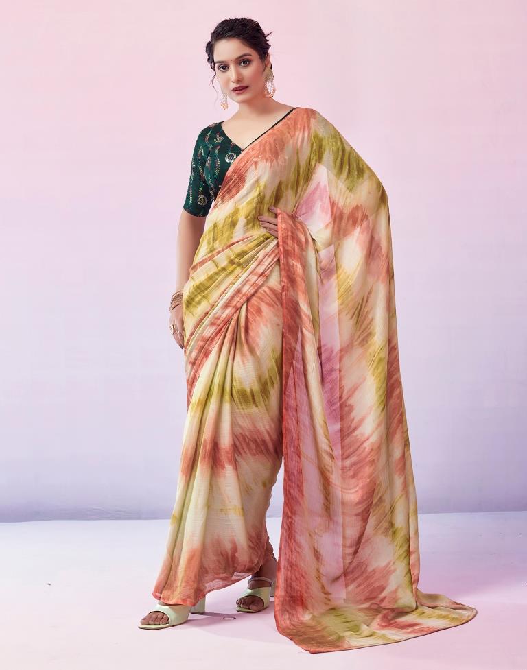 Ready to Wear Multicoloured Chiffon Printed Saree