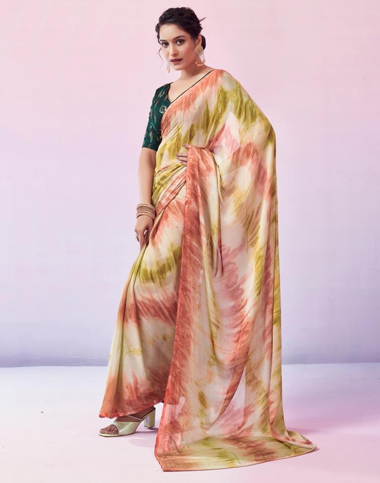 Ready to Wear Multicoloured Chiffon Printed Saree