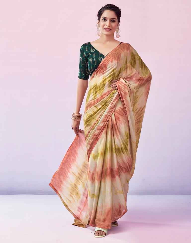 Ready to Wear Multicoloured Chiffon Printed Saree