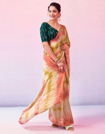 Ready to Wear Multicoloured Chiffon Printed Saree