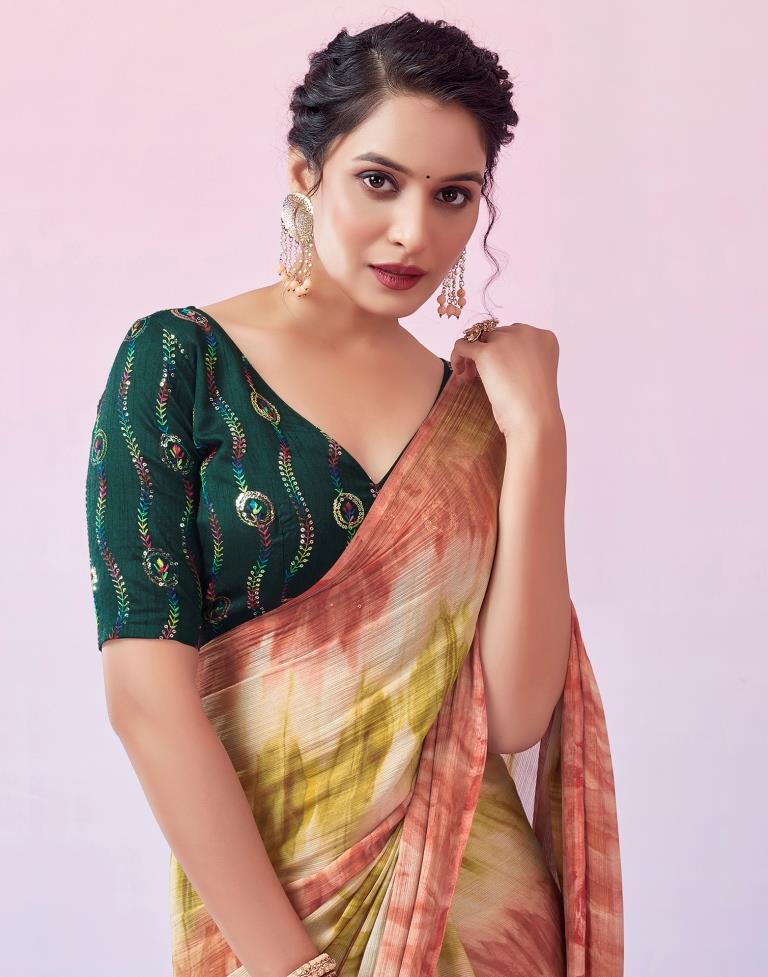 Ready to Wear Multicoloured Chiffon Printed Saree
