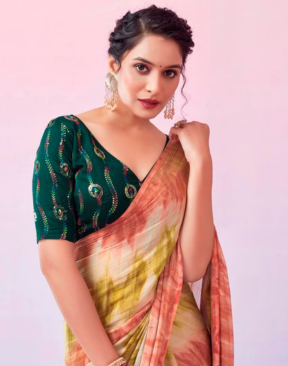 Ready to Wear Multicoloured Chiffon Printed Saree