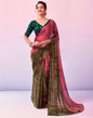 Ready to Wear Pink Chiffon Printed Saree