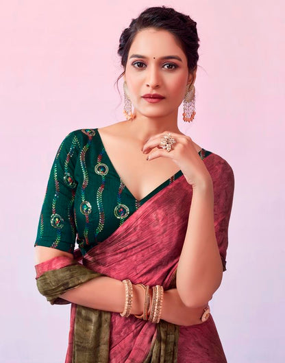 Ready to Wear Pink Chiffon Printed Saree