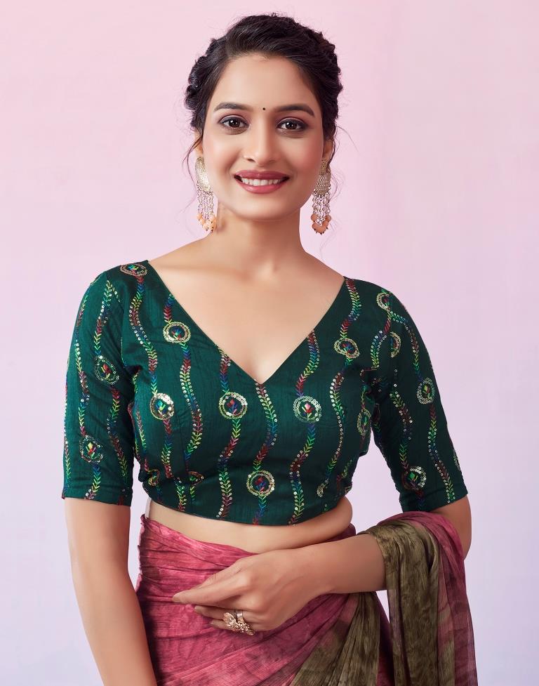 Ready to Wear Pink Chiffon Printed Saree