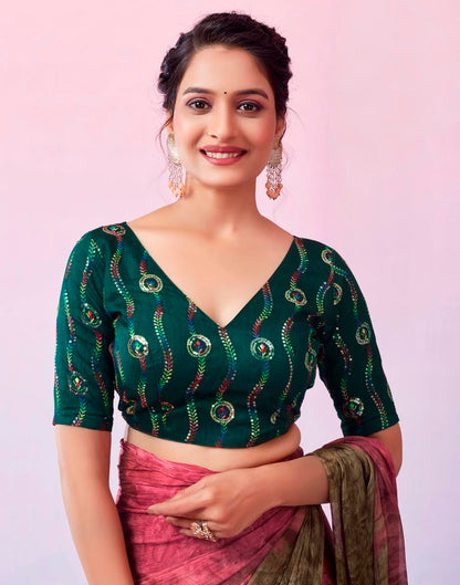 Ready to Wear Pink Chiffon Printed Saree