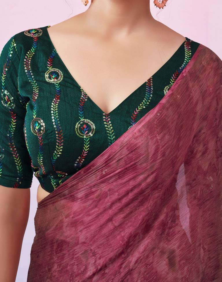 Ready to Wear Pink Chiffon Printed Saree