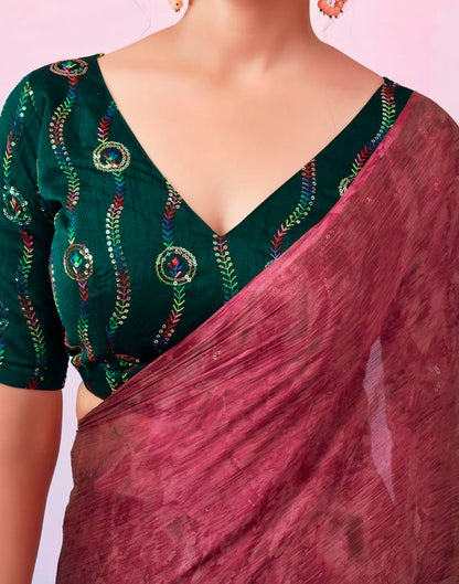 Ready to Wear Pink Chiffon Printed Saree