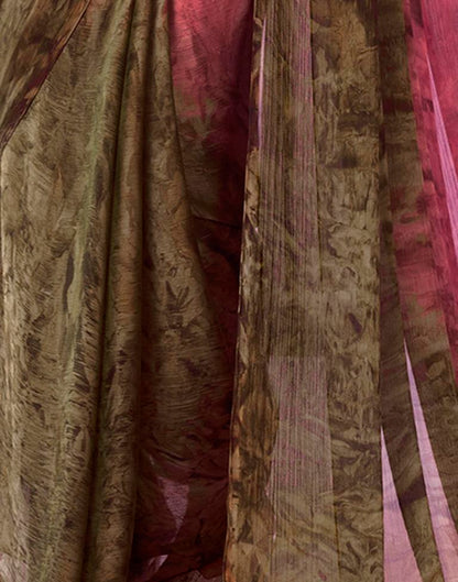 Ready to Wear Pink Chiffon Printed Saree