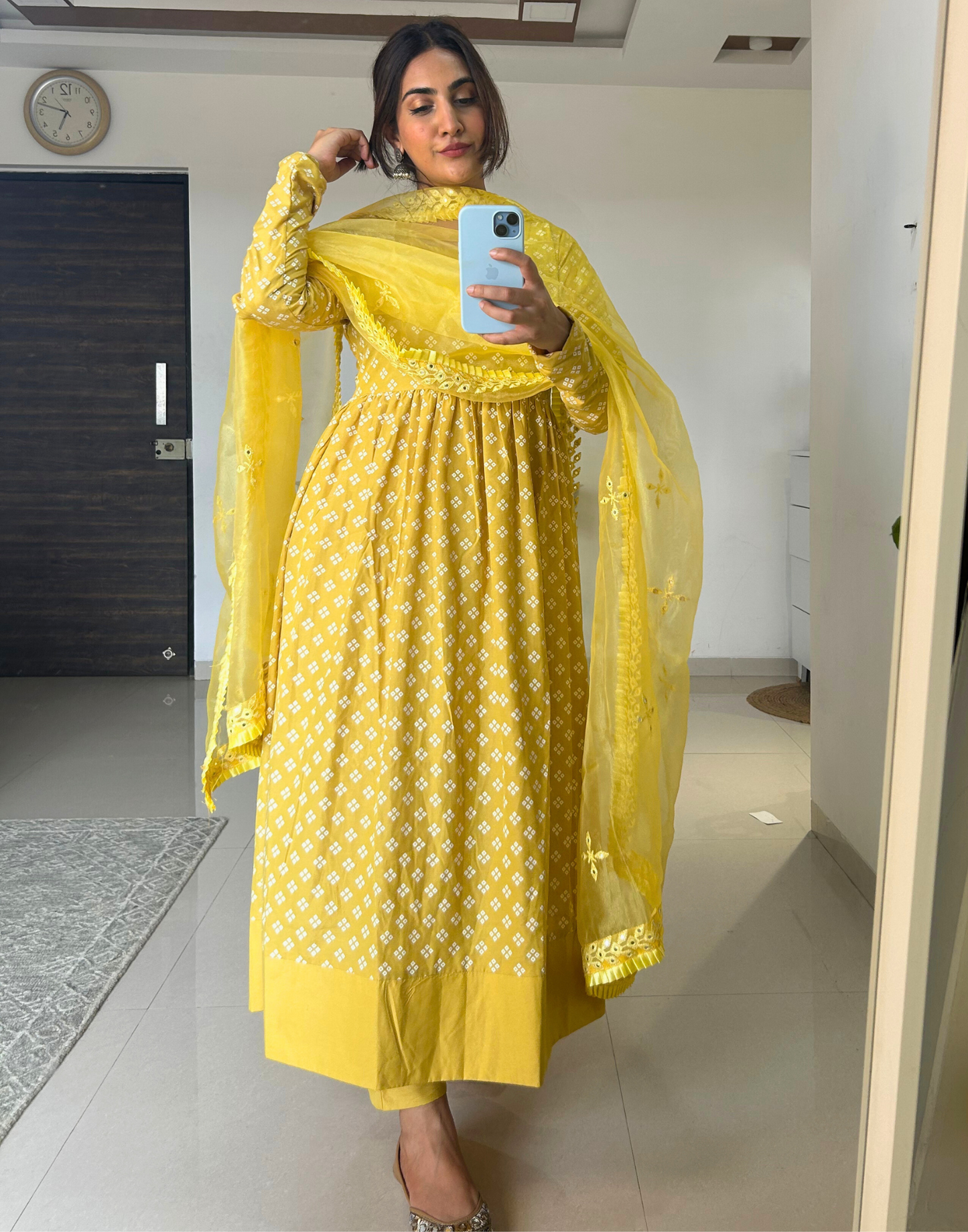 Yellow Anarkali Kurta with Pant And Dupatta | Leemboodi