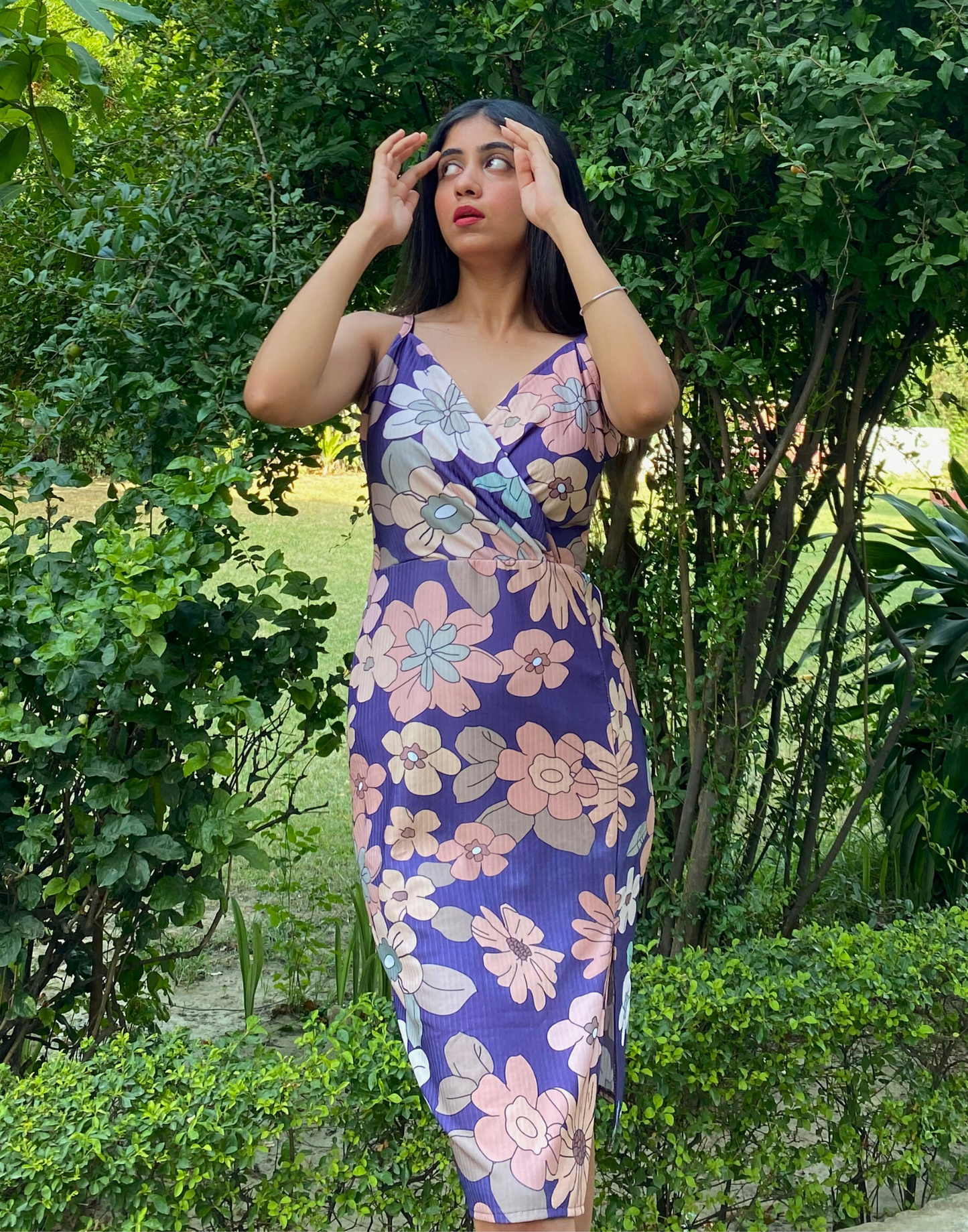 Purple Wrap Slit Bodycon | Leemboodi