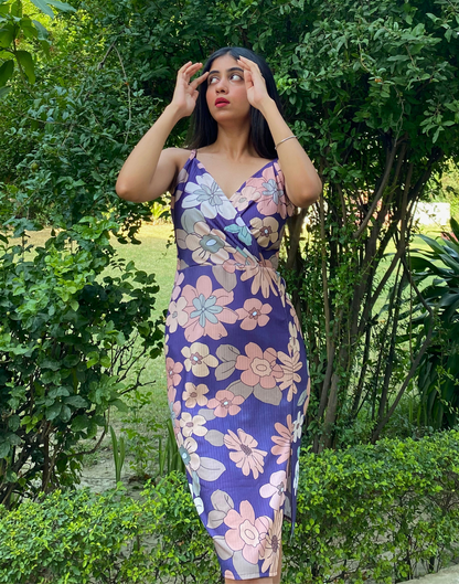 Purple Wrap Slit Bodycon | Leemboodi