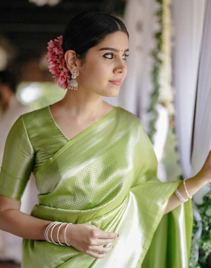 Pear Green Kanjivaram Silk Saree | Sudathi