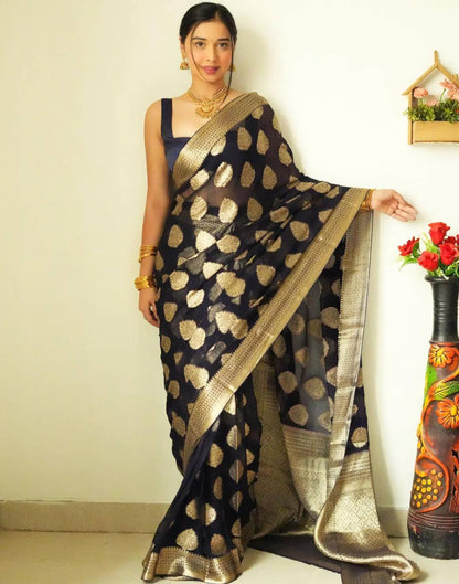 Black Banarasi Cotton Saree