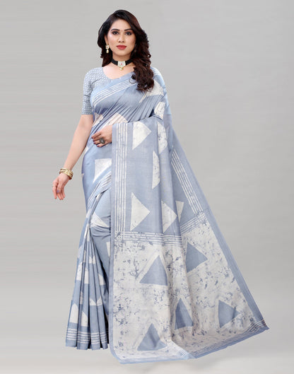 Steel Grey Printed Saree | Sudathi