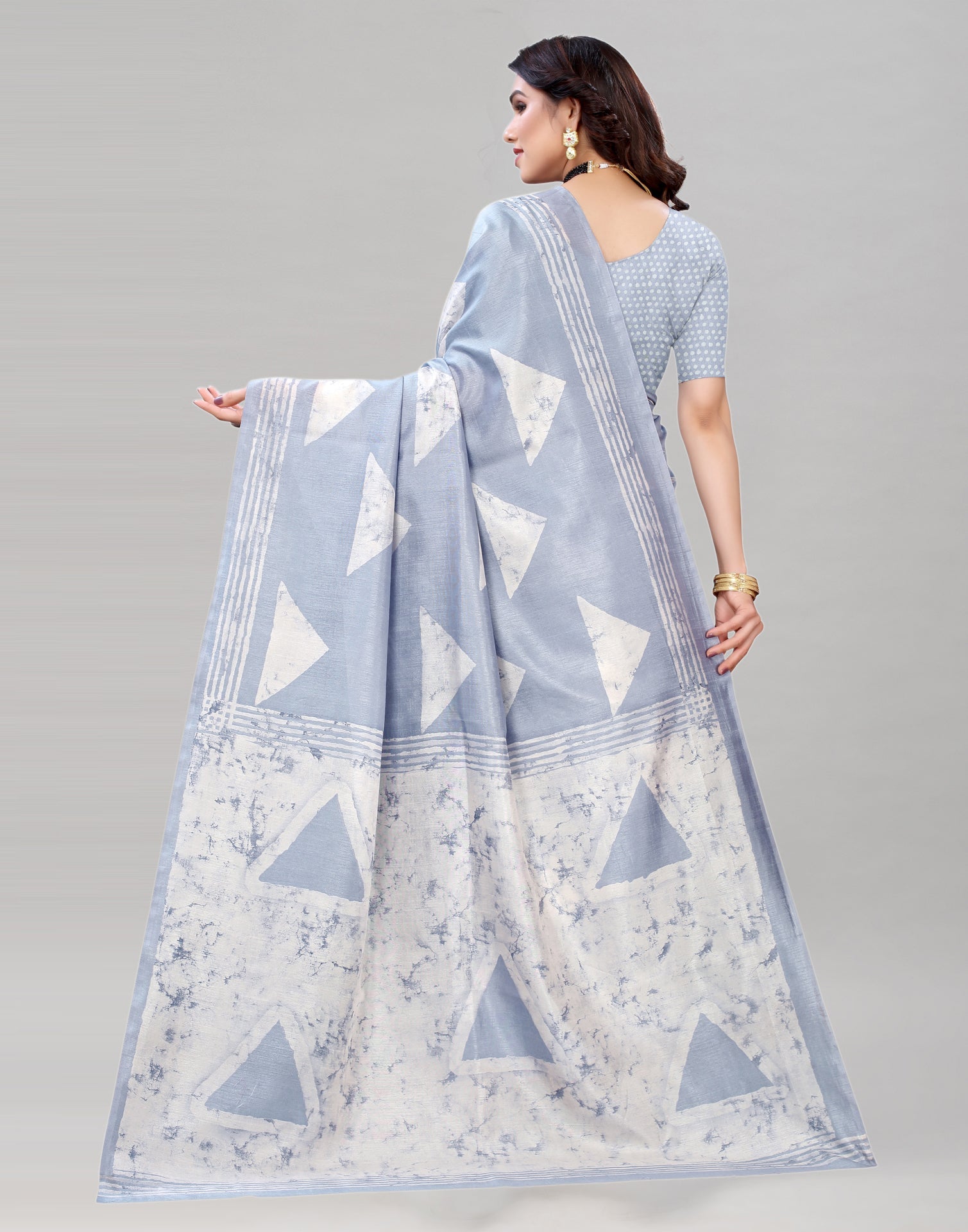Steel Grey Printed Saree | Sudathi