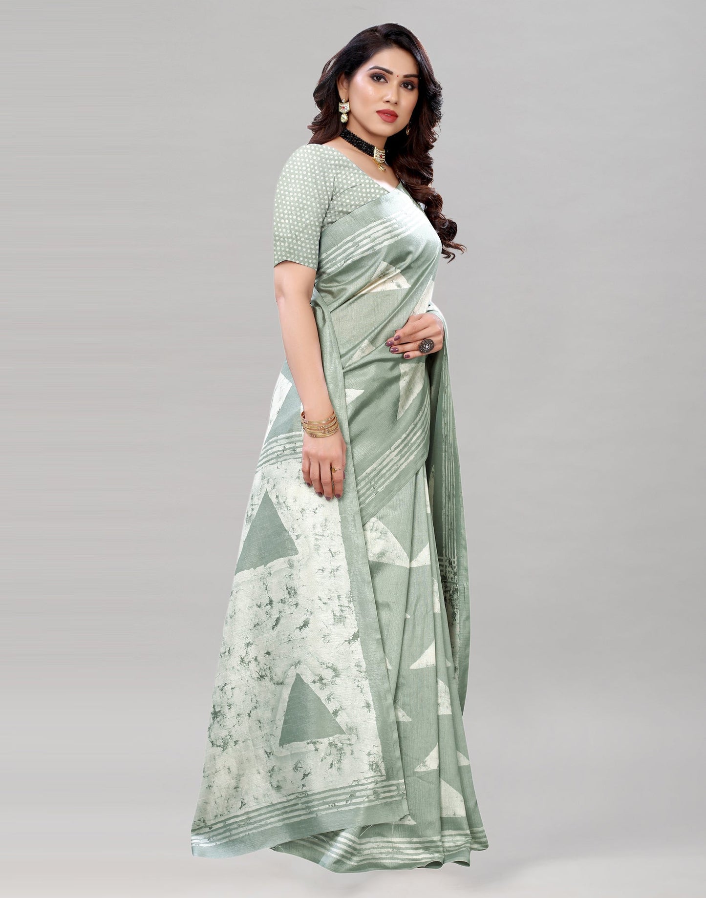Grey Printed Saree | Sudathi