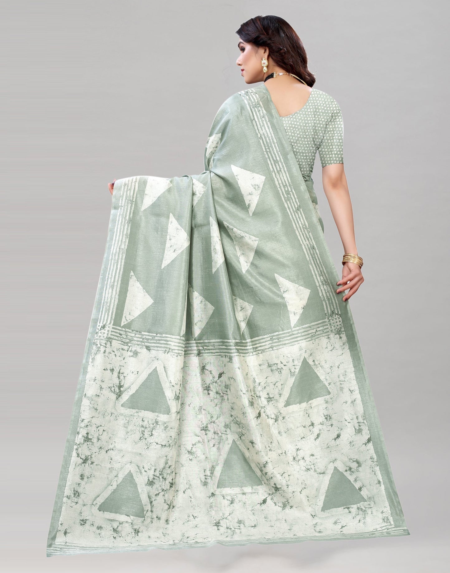 Grey Printed Saree | Sudathi