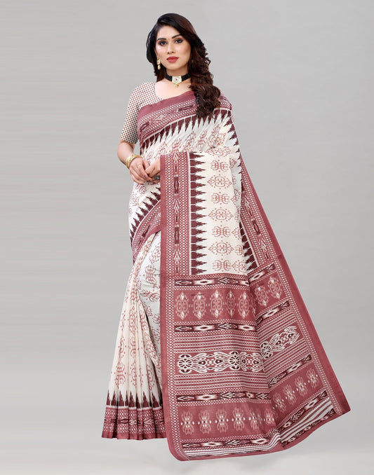 Rose Gold Printed Saree | Sudathi