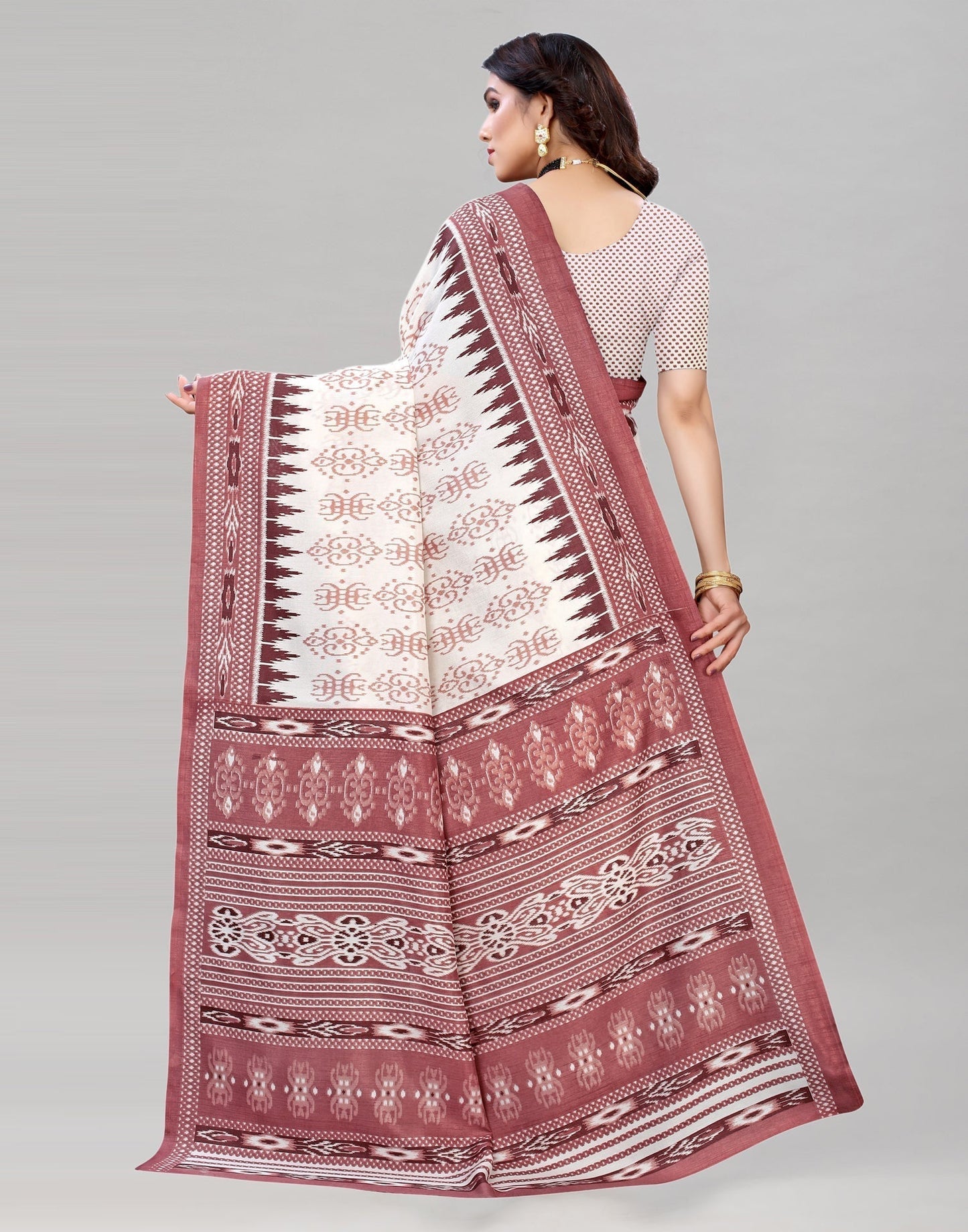 Rose Gold Printed Saree | Sudathi