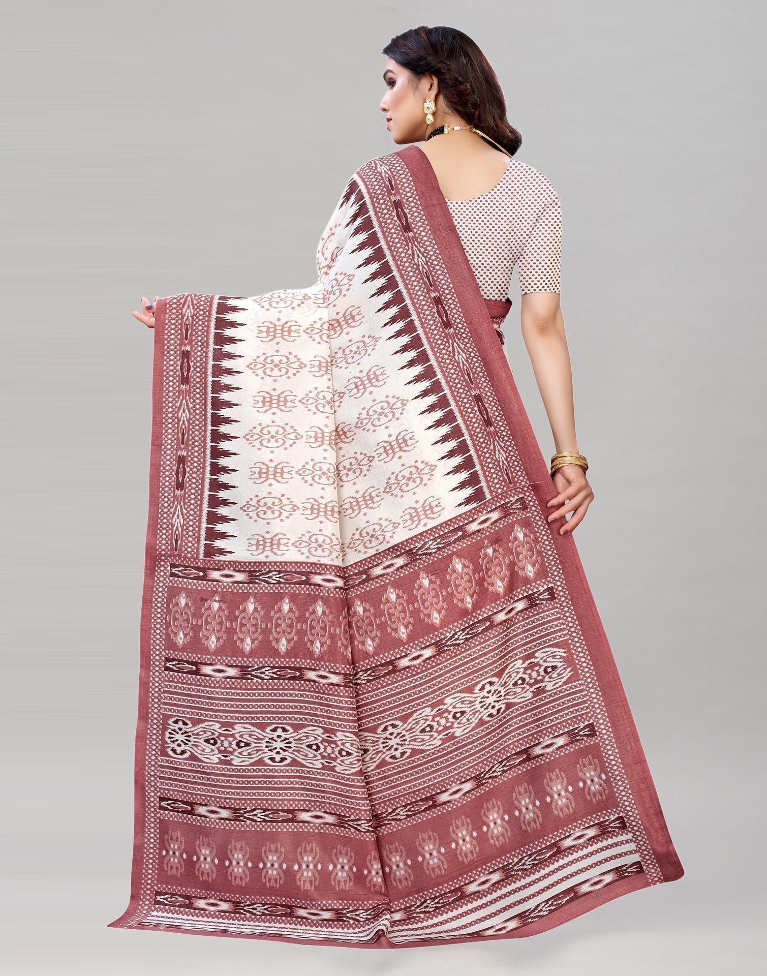 Rose Gold Printed Saree | Sudathi