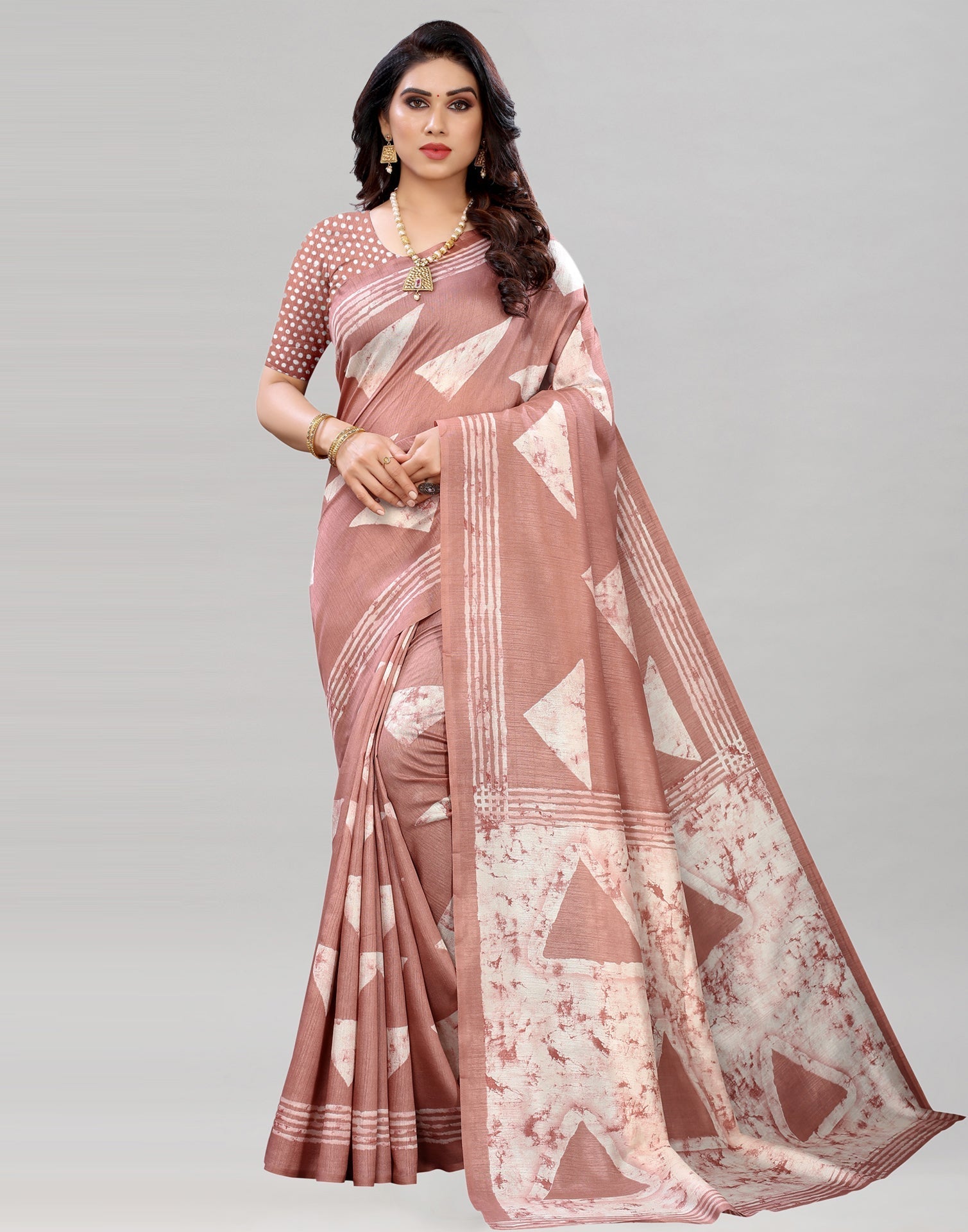Rose Gold Printed Saree | Sudathi