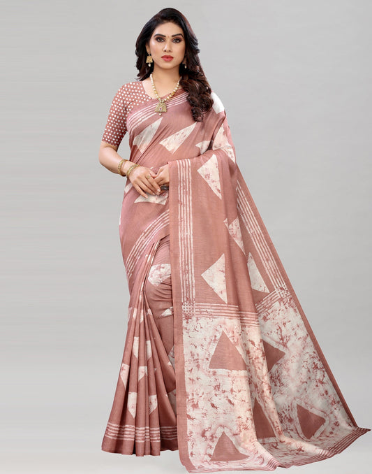 Rose Gold Printed Saree | Sudathi