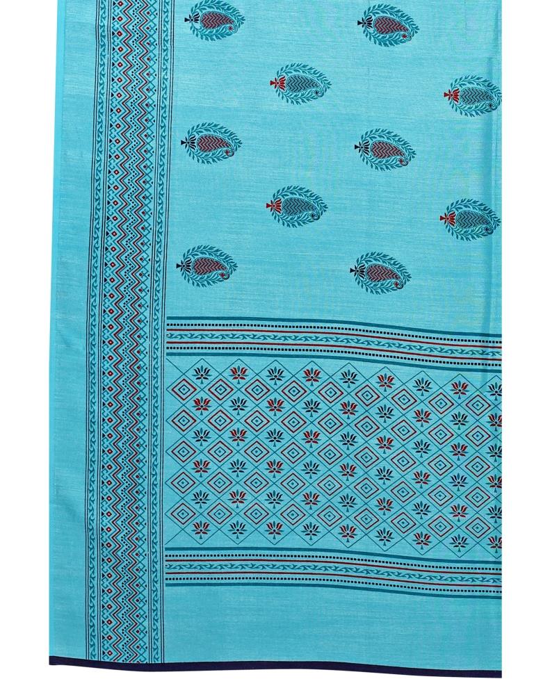 Blue Silk Printed Saree | Sudathi