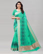 Jungle Green Coloured Poly Cotton Embroidered Partywear saree | Sudathi
