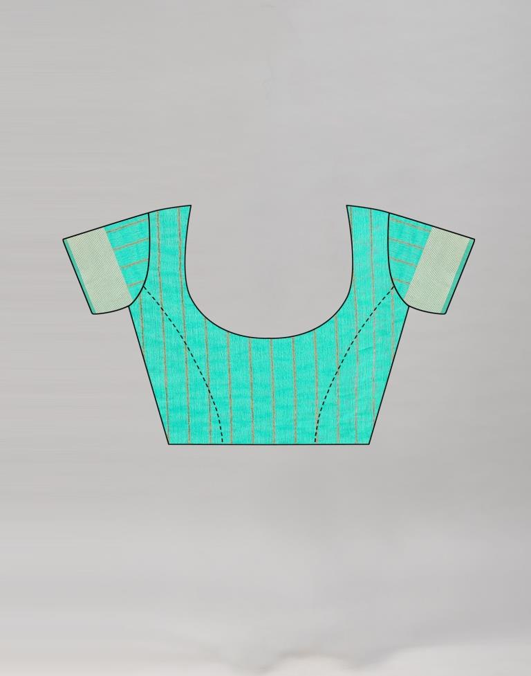 Jungle Green Coloured Poly Cotton Embroidered Partywear saree | Sudathi