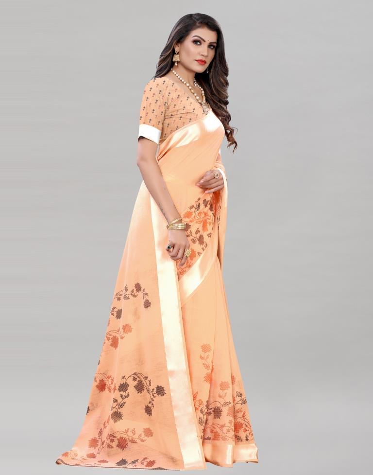 Enchanting Peach Cotton Saree | Sudathi