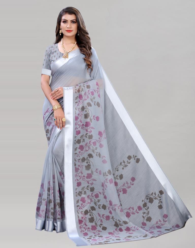 Ethereal Grey Cotton Saree | Sudathi