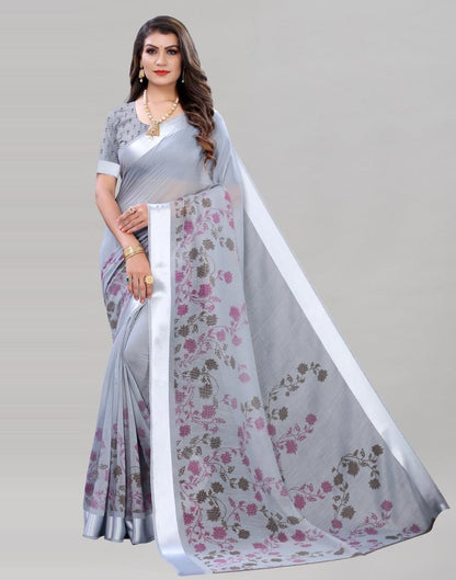 Ethereal Grey Cotton Saree | Sudathi