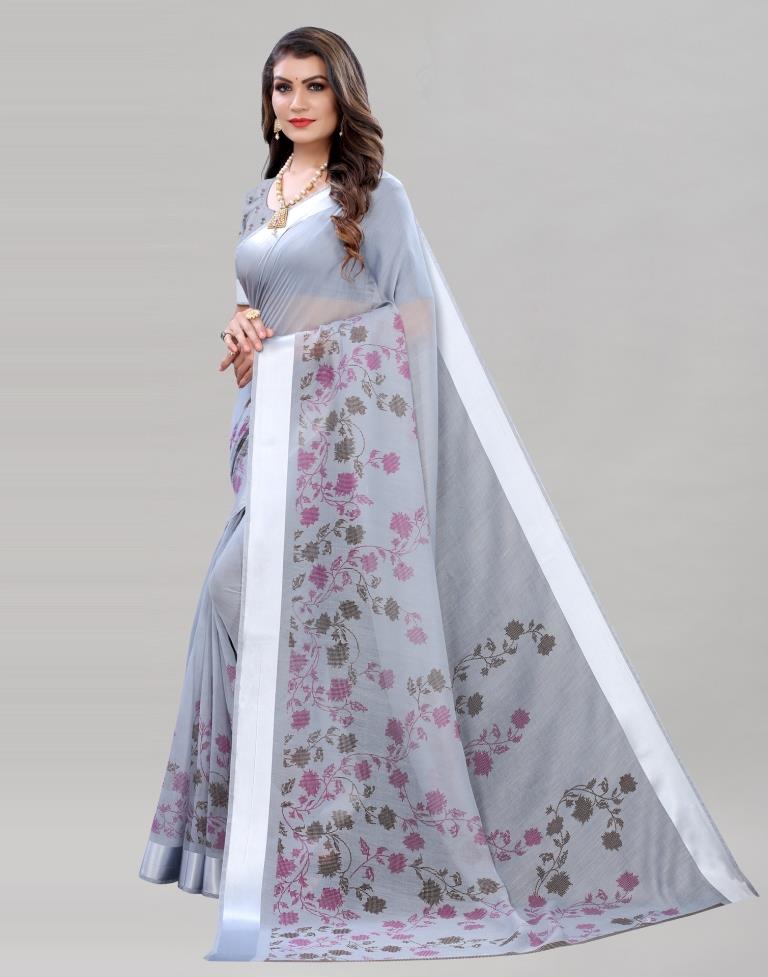 Ethereal Grey Cotton Saree | Sudathi