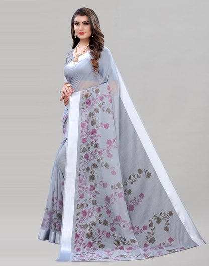 Ethereal Grey Cotton Saree | Sudathi