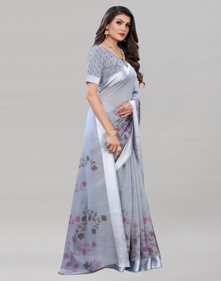 Ethereal Grey Cotton Saree | Sudathi