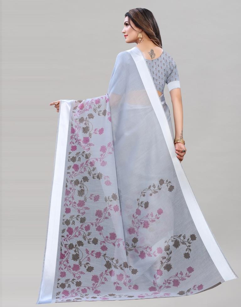 Ethereal Grey Cotton Saree | Sudathi