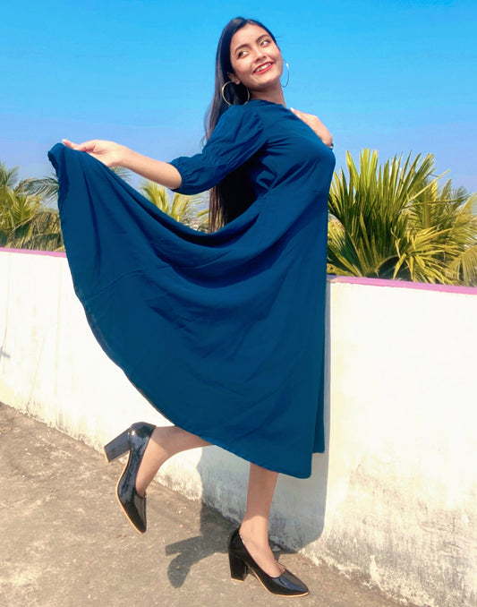 Teal One shoulder Dress